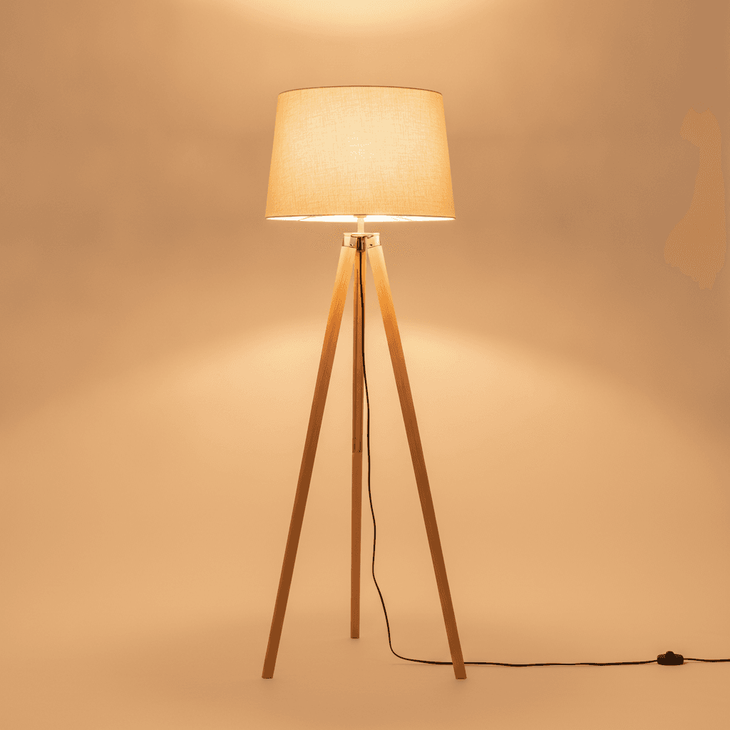 Lampadaire Liseuse Trépied — Bois Scandinave